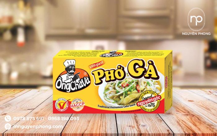 in hộp giấy đựng nước phở gà cô đặc ấn tượng